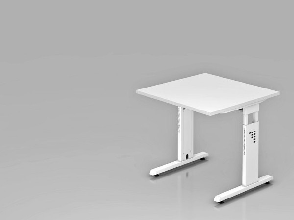 Hammerbacher bureau C-poot 80x80cm wit/wit, werkhoogte 65-85 cm, VOS08/W/W