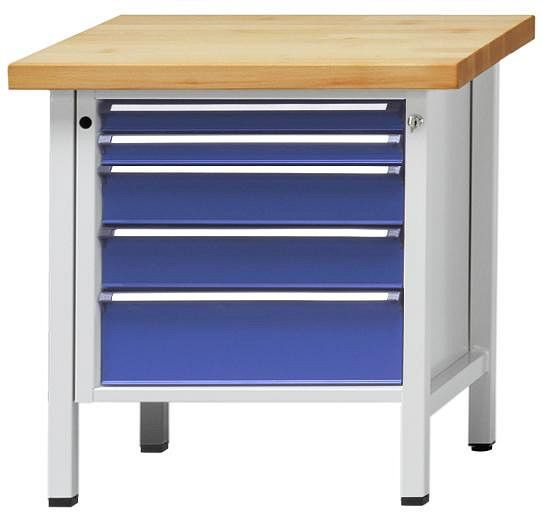 ANKE kastwerkbank; 800 x 700 mm; RAL 7035/5010; 5 laden 60, 60, 120, 120, 180 mm