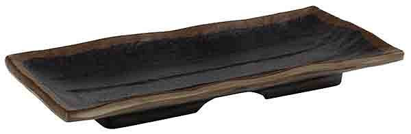 APS dienblad -MARONE-, 19,5 x 9,5 cm, hoogte: 2 cm, melamine, zwart, met bruine rand, 84117