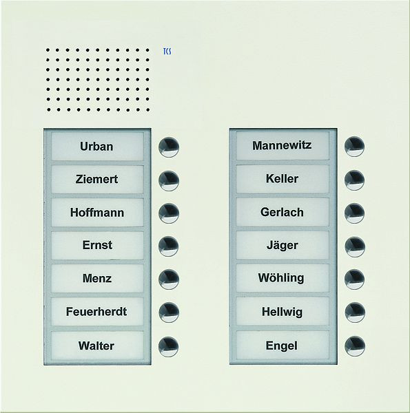 TCS audio buitenstation serie PUK 14 belknoppen (rechts uitgelijnd), 2 kolommen, UP wit, PUK14/2-WS