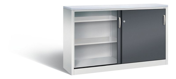 C+P dressoir met schuifdeuren Acurado, H1000xB1600xD400mm, kleur: lichtgrijs/zwartgrijs, beugelgreep, 2146-00 S10127