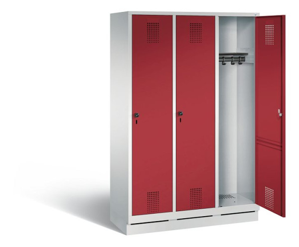 C+P Evolo garderobe, H1800xB1200xD500mm, kleur: lichtgrijs/robijnrood, 48020-32 S10019