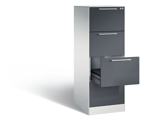 C+P archiefkast Asisto, H1310xB440xD600mm, kleur: lichtgrijs/zwartgrijs, beugelgreep, 146 225-421 S10002