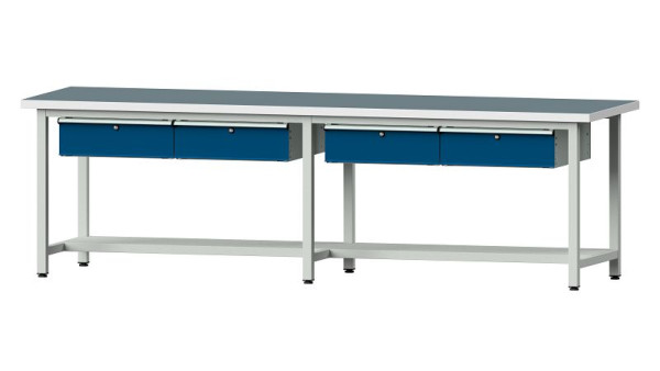 ANKE werkbanken werktafel, model 195, 2800 x 800 x 840 mm, RAL 7035/5010, UBP 40 mm, 401.488
