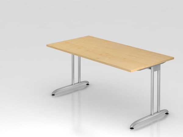 Hammerbacher bureau C-poot 160x80cm esdoorn, horizontale kabelgoot, werkhoogte 72 cm, VBS16/3/S
