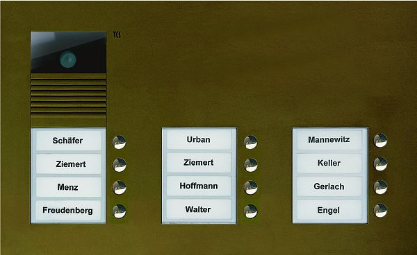 TCS video-buitenpost serie AVU met 12 belknoppen (rechts uitgelijnd), 3 kolommen, UP brons, AVU16120-0012