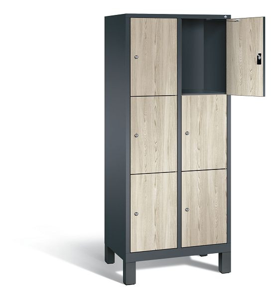 C+P lockerkast Evolo, H1850xW810xD500mm, kleur: antracietgrijs / Sen ash decor, 48010-223 S10161