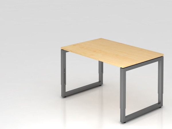 Hammerbacher bureau O-voet vierkant 120x80cm esdoorn/grafiet, rechthoekige vorm met zwevend tafelblad, VRS12/3/G