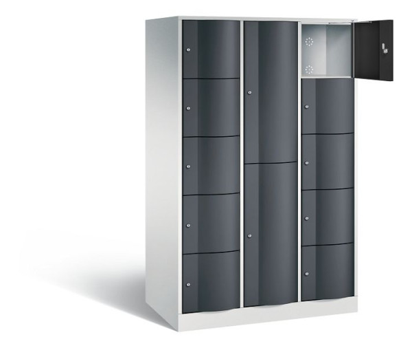 C+P combinatie lockerkast Resisto, H1950xB1148xD640mm, kleur: lichtgrijs / zwartgrijs, 8070-3731 S10016