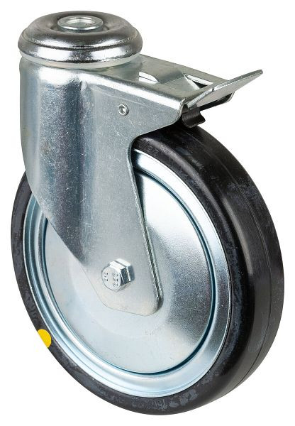 BS-wielen Zwaar apparatenwiel met rem, breedte 32 mm, Ø150 mm, tot 100 kg, grijs rubber, geleidend, kunststof behuizing, kogellager, C121.A89.150