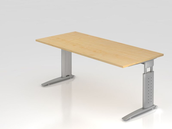 Hammerbacher bureau C-poot 180x80cm esdoorn/zilver, werkhoogte 68-86 cm verstelbaar, VUS19/3/S