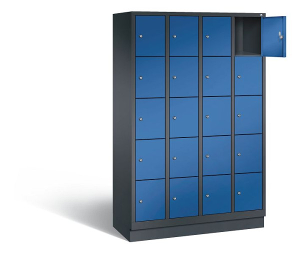 C+P lockerkast Evolo, H1800xB1190xD500mm, kleur: zwartgrijs / gentiaanblauw, 48020-405 S10015