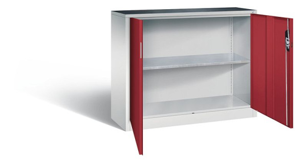C+P gereedschapskast Acurado, H1000xB1200xD400mm, kleur: lichtgrijs/robijnrood, verzonken handgreep, 8830-000 S10206