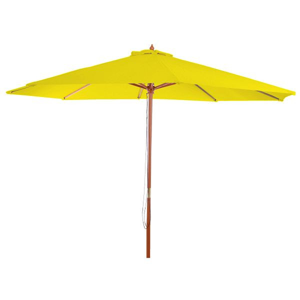 Mendler Florida parasol, tuinparasol marktparasol, Ø 3,5m polyester/hout 7kg, geel, 97761
