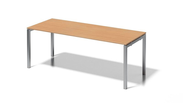 Bisley Cito bureau, 730 mm U-frame met vaste hoogte, H 19 x B 2000 x D 800 mm, beuken/zilver, DUF2008BC355