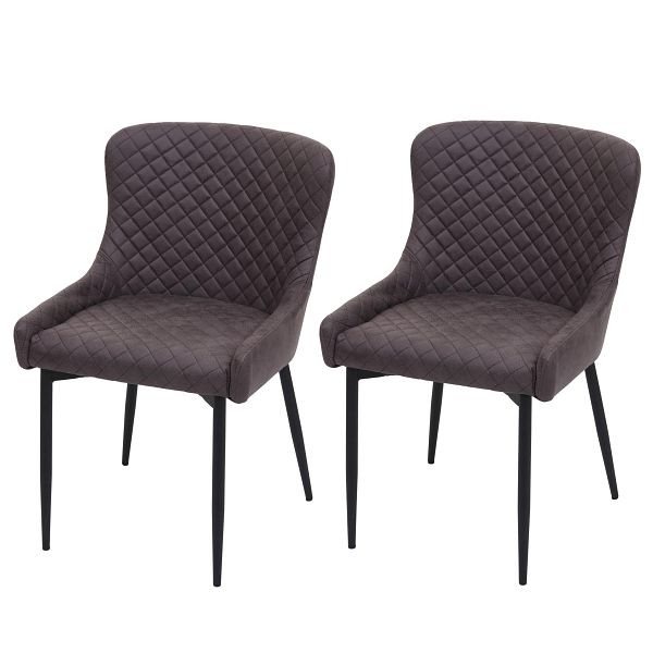 Mendler set van 2 eetkamerstoelen HWC-H79, keukenstoel, fauteuil, vintage metaal, stof/textiel donkergrijs, 74049