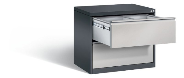 C+P hangarchiefkast Acurado, H733xW787xD590mm, kleur: zwart grijs/wit aluminium, handgreep, 12912-312 S10043