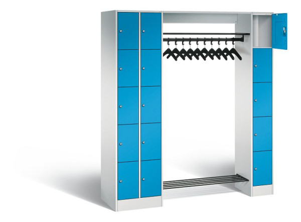 C+P open garderobe serie 8070, H1950xW2100xD480mm, kleur: lichtgrijs/lichtblauw, 80730-00 S10007