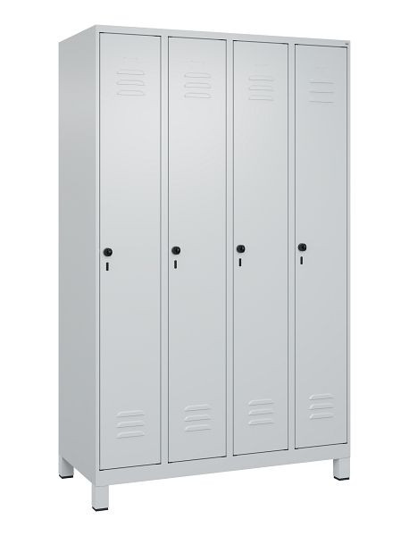 C+P Umkleidespind Classic PLUS, Füße, 4 Abteile, 1950x1200x500mm, 7035/7035, Drehriegel, 080010-40 S10009