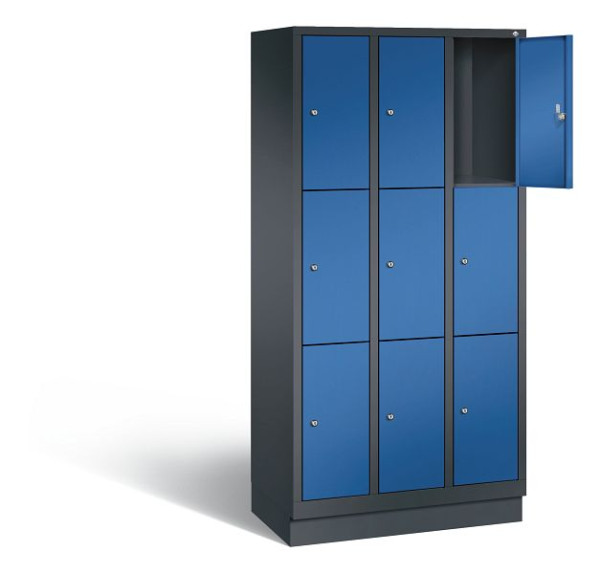 C+P lockerkast Evolo, H1800xB900xD500mm, kleur: zwartgrijs / gentiaanblauw, 48020-303 S10011