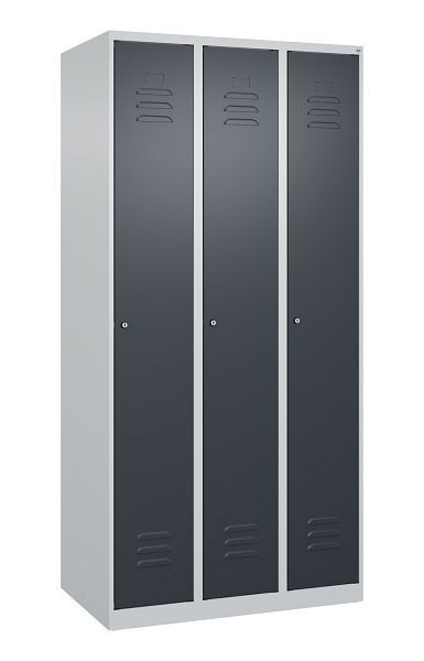 C+P luierkluis Classic PLUS met middenwand, 3 vakken, 1850x900x500mm, 7035/7016, cilindersloten, 080000-30F S10017