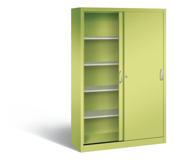 C+P schuifdeurkast Acurado, H1950xB1200xD400mm, kleur: Viridin groen / Viridin groen, beugelgreep, 5 niveaus, 2040-00 S10191