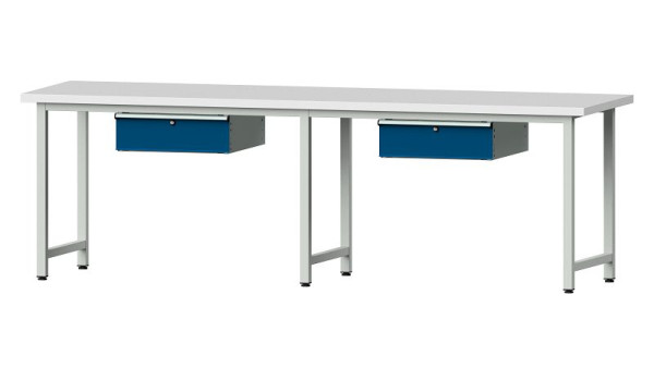 ANKE werkbanken werktafel, model 193, 2800 x 800 x 890 mm, RAL 7035/5010, KSP 40 mm, 401.469