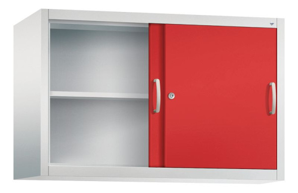 C+P bovenkast Acurado, H790xB1200xD400mm, kleur: lichtgrijs / vuurrood, beugelgreep, 2 niveaus, 2045-00 S10173