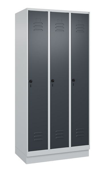 C+P luierkluis Classic PLUS met middenwand, bodem, 3 vakken, 1950x900x500mm, 7035/7016, veiligheidsdraaigrendel, 080020-30F S10008