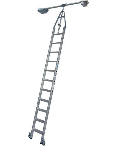Krause trapladder, dubbele plank, aluminium, verrijdbaar, met railsysteem, 11 treden, 257514
