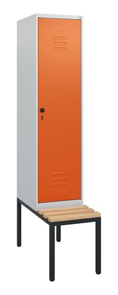 C+P luierkastje Classic PLUS, met onderbank, 1950x400x815mm, 7035/2004, draaibare sluiting, beuken zitlat, 0800505-12 S10060