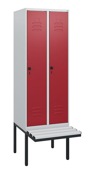 C+P Umkleidespind Classic PLUS, 2 Abteile, 1950x600x815mm, 7035/3003, Drehriegel, 0800405-20 S10031