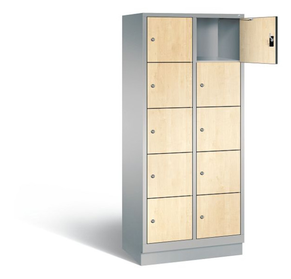 C+P lockerkast Evolo, H1800xW810xD500mm, kleur: wit aluminium / Donau esdoorn decor, 48020-225 S10207