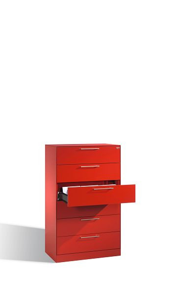 C+P archiefkast Asisto, H1310xB800xD435mm, kleur: vuurrood, beugelgreep, stalen afdekplaat, 146023-623 S10013