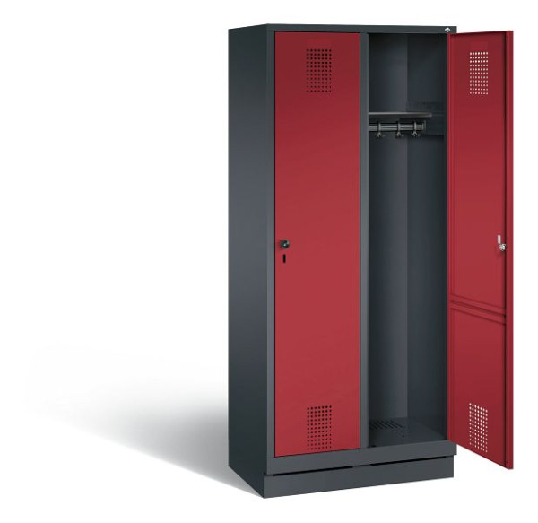 C+P Evolo locker, H1800xW810xD500mm, kleur: zwart-grijs/robijnrood, 48020-22 S10105
