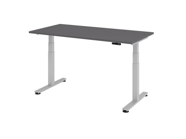 Hammerbacher elektrisch zit-sta bureau 160x80cm grafiet/zilver, werkhoogte 63,5-128,5 cm, VXDSM16/G/S