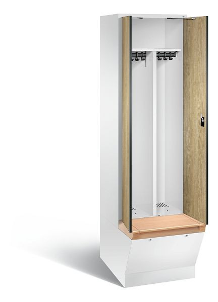 C+P zwart wit locker Evolo, H2090xB610xD815mm, kleur: verkeerswit / decor eiken Sereno, 48056-20 S10346