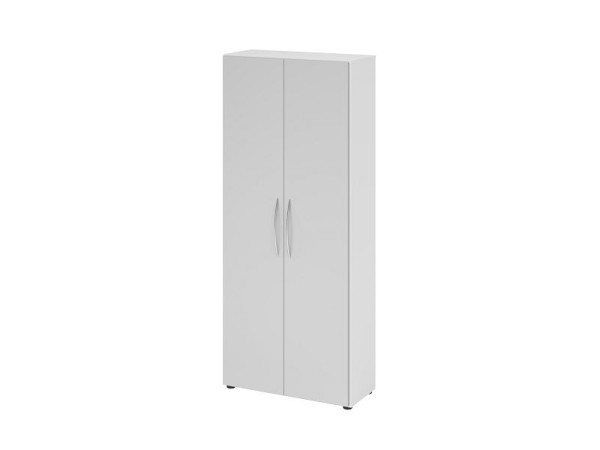 Hammerbacher kast 4100 BM, 5 OH, corpuskleur: wit / frontkleur: grijs, 80 x 34,6 x 188 cm (BxDxH), openingshoek 110°, gebogen handgreep BM, V4100/W/5/BM