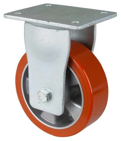 BS Rolls Zwaarlastwiel, bokwiel, breedte 50 mm, Ø150 mm, tot 550 kg, polyurethaan gegoten 95 Shore A, aluminium wiellichaam, kogellager, RR110.B90.150