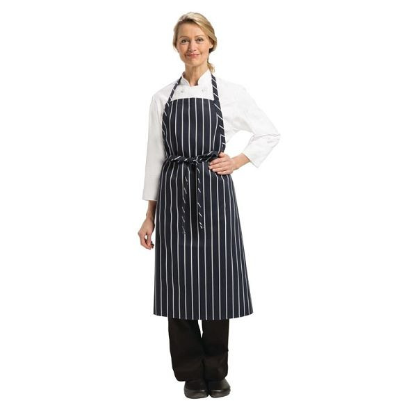 Chef Works Premium Bib Schort Navy & White Stripe B249