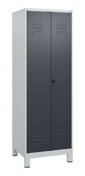 C+P Umkleidespind Classic PLUS SW, Füße, 2 Abteile, 1800x600x500mm, 7035/7016, Drehriegel, 0800127-20 S10008