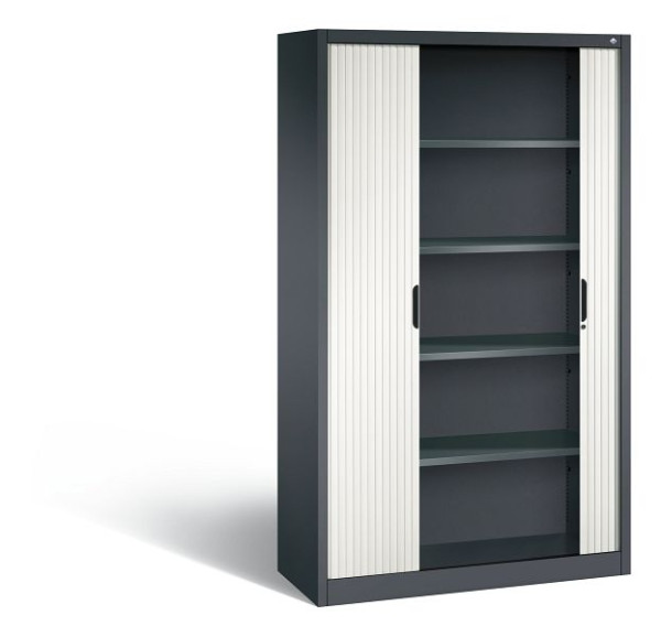 C+P rolluikkast Omnispace, H1980xB1200xD420mm, kleur: zwartgrijs / verkeerswit, verzonken greep, 5 niveaus, 3203-00 S10607