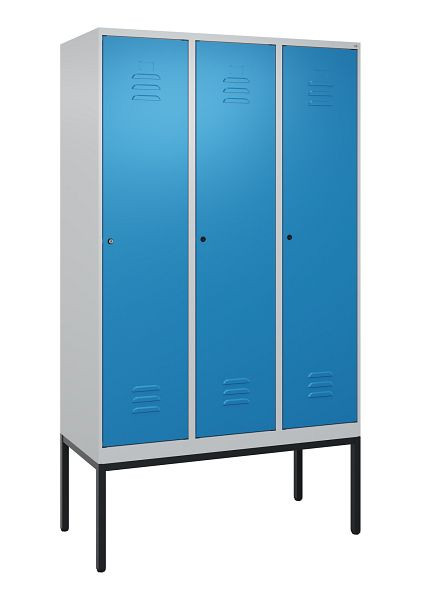 C+P luierkluis Classic PLUS met middenwand, frame, 3 vakken, 2120x1200x500mm, 7035/5012, cilindersloten, 0800307-32F S10019