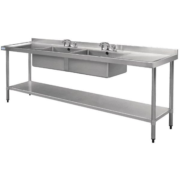 Vogue dubbele spoelbak in het midden 240cm lang, U910
