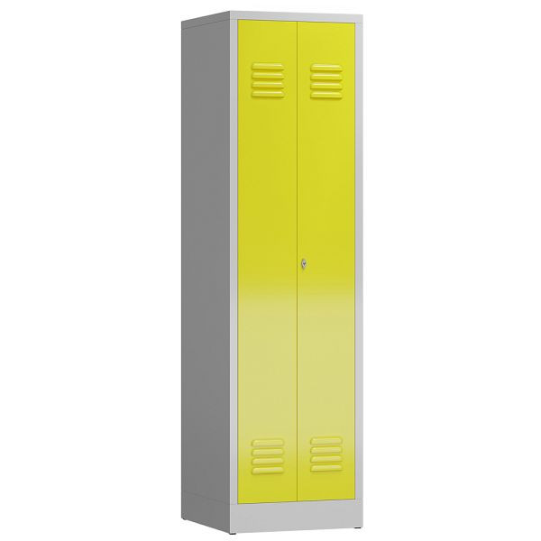 Lüllmann ClassiX multifunctionele locker, 2 compartimenten, 1800 x 500 x 500 mm, lichtgrijs/zinkgeel, X-510706