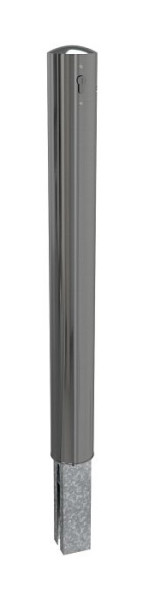 Schake RVS paal Ø 102 mm, afneembaar, zelfvergrendelend slot met thermisch verzinkte grondhuls type 470.1, met profielcilinderslot, 40103Z
