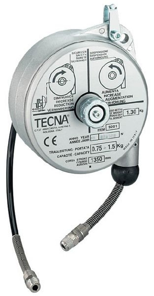Bedrunka + Hirth veerbalancer met slang, max. 8 bar, 30 L/min., 1/4” aan beide zijden, verlenging 1400 mm, draagvermogen 0,8 - 1,5 kg, 03.900.61