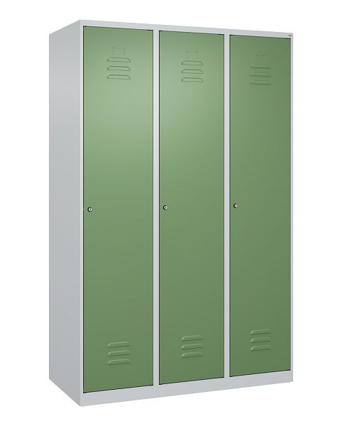 C+P Umkleidespind Classic PLUS, 3 Abteile, 1850x1200x500mm, 7035/6011, Zylinderschlösser, 080000-32 S10021