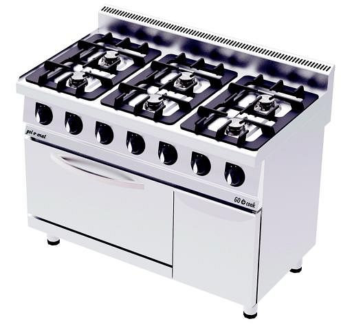 gel-o-mat Gasherd mit Elektrischem Backofen, GO Cook 700, Gas 42 kW Leistung, CO1270GE
