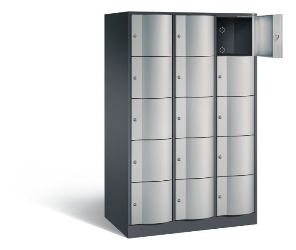 C+P XL lockerkast Resisto, H1950xB1148xD640mm, kleur: zwart-grijs/wit aluminium, 8570-373 S10007